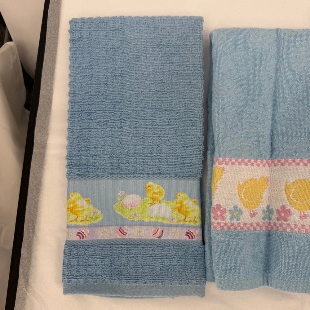 Sonoma Home Goods Kitchen Towels Easter Chick Egg Gingham 4pc Set Spring Decor
